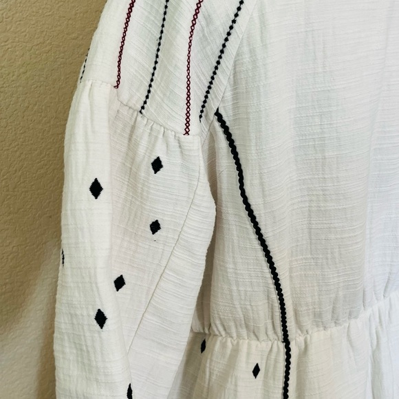 Roolee SALT Women’s Small Embroidered Boho Dress White Puff Sleeve - Picture 2 of 11